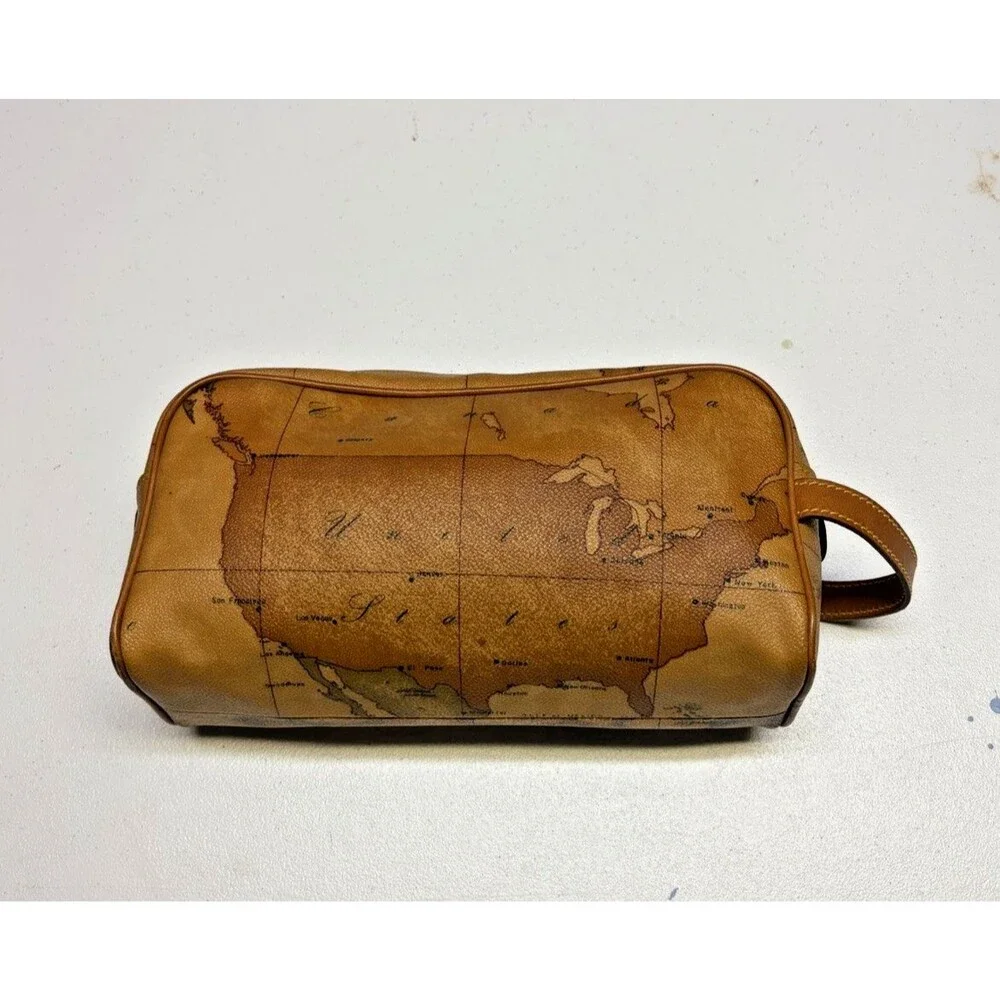 Alviero Martini 1a Classe Geo Classic Bag Iconic Map Print Toiletry Cosmetic Bag